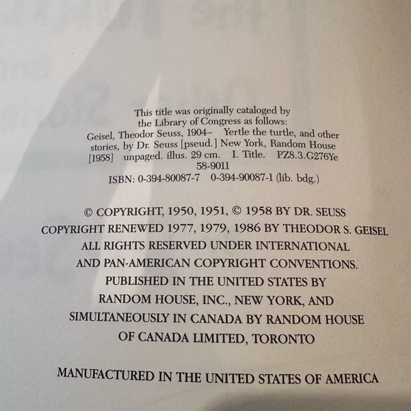 Collectors 1986 Dr Seuss “ Yertle the Turtle” children’s book. - Picture 2 of 6